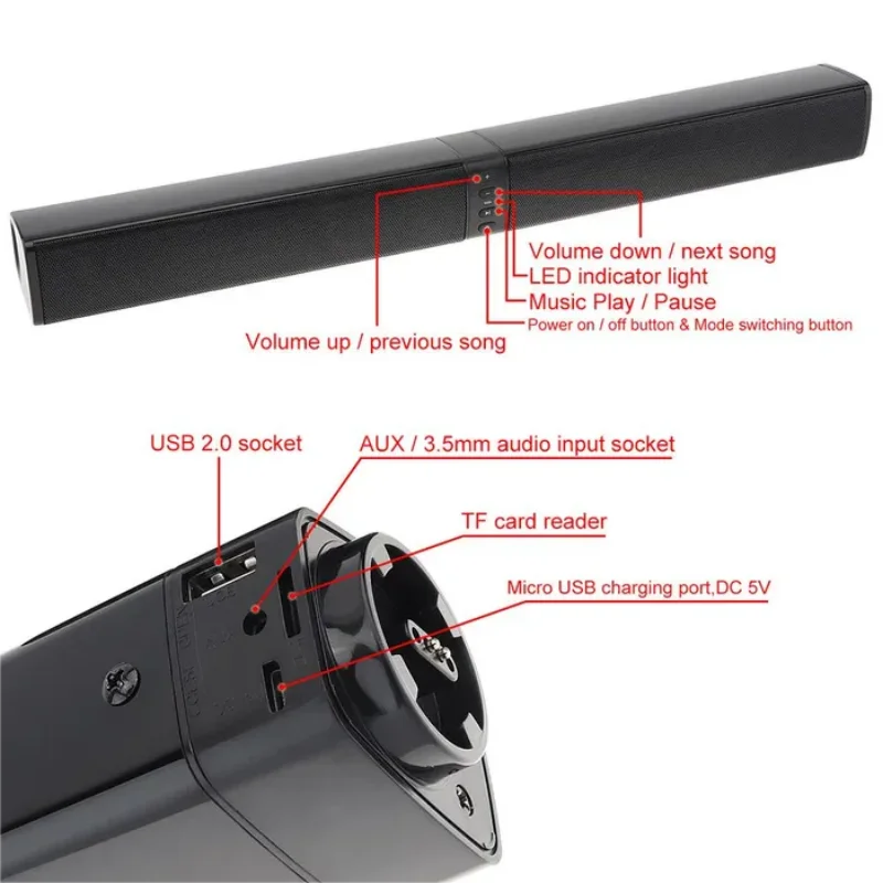 20W Bluetooth Speaker – Foldable Split Design Soundbar for TV & PC with Powerful Stereo Audio
