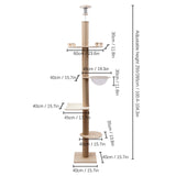 4-Tier Cat Tree Tower – Floor-to-Ceiling Adjustable Climbing Furniture with Sisal Rope Scratching Posts for Indoor Cats & Kittens