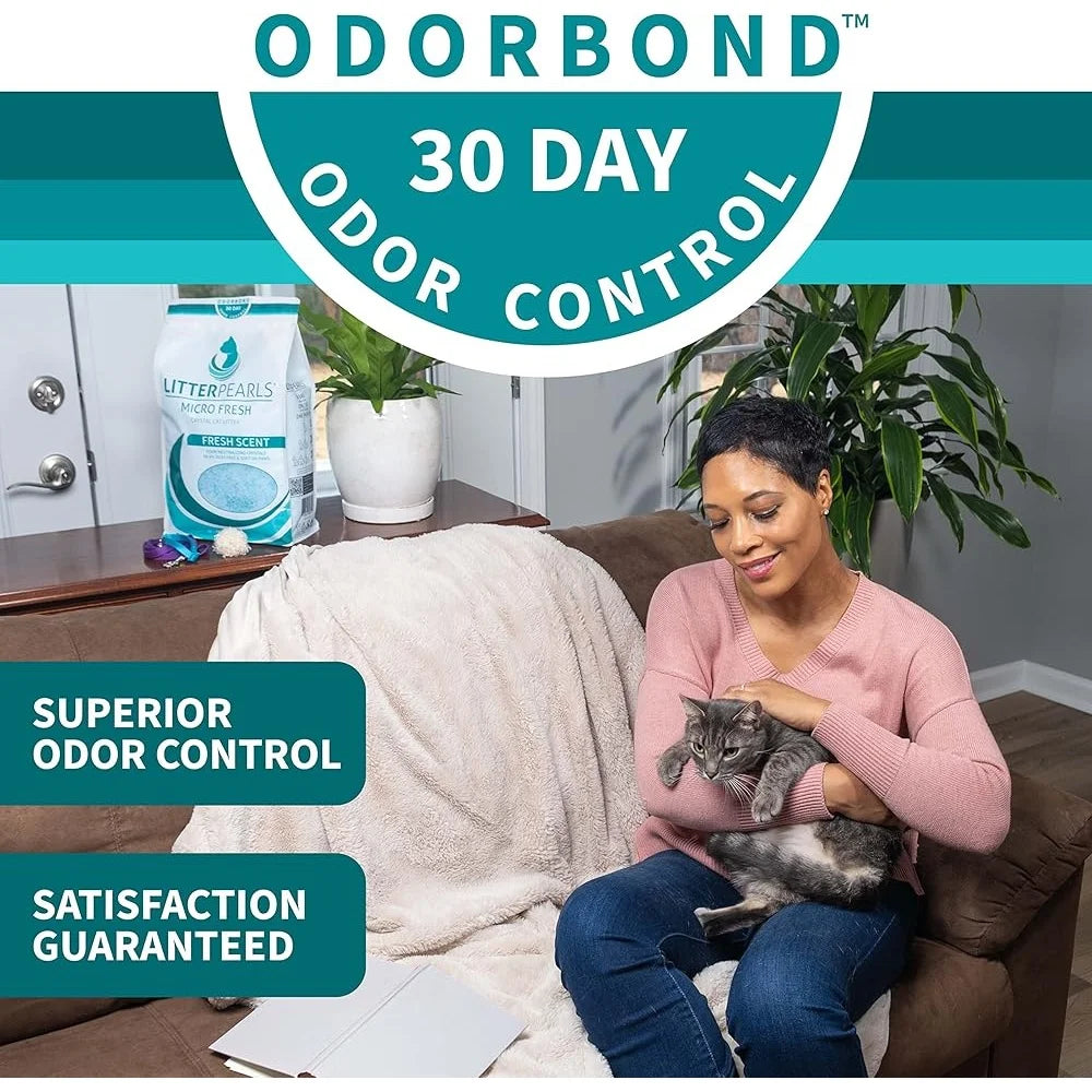 Micro Fresh Scented Crystal Cat Litter – Non-Clumping, OdorBond 30-Day Odor Control, Ultra-Absorbent & Soft Paw Comfort
