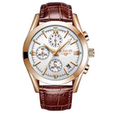 LIGE Men’s Luxury Waterproof Sport Watch – Luminous Quartz Military Leather Chronograph with Date Display
