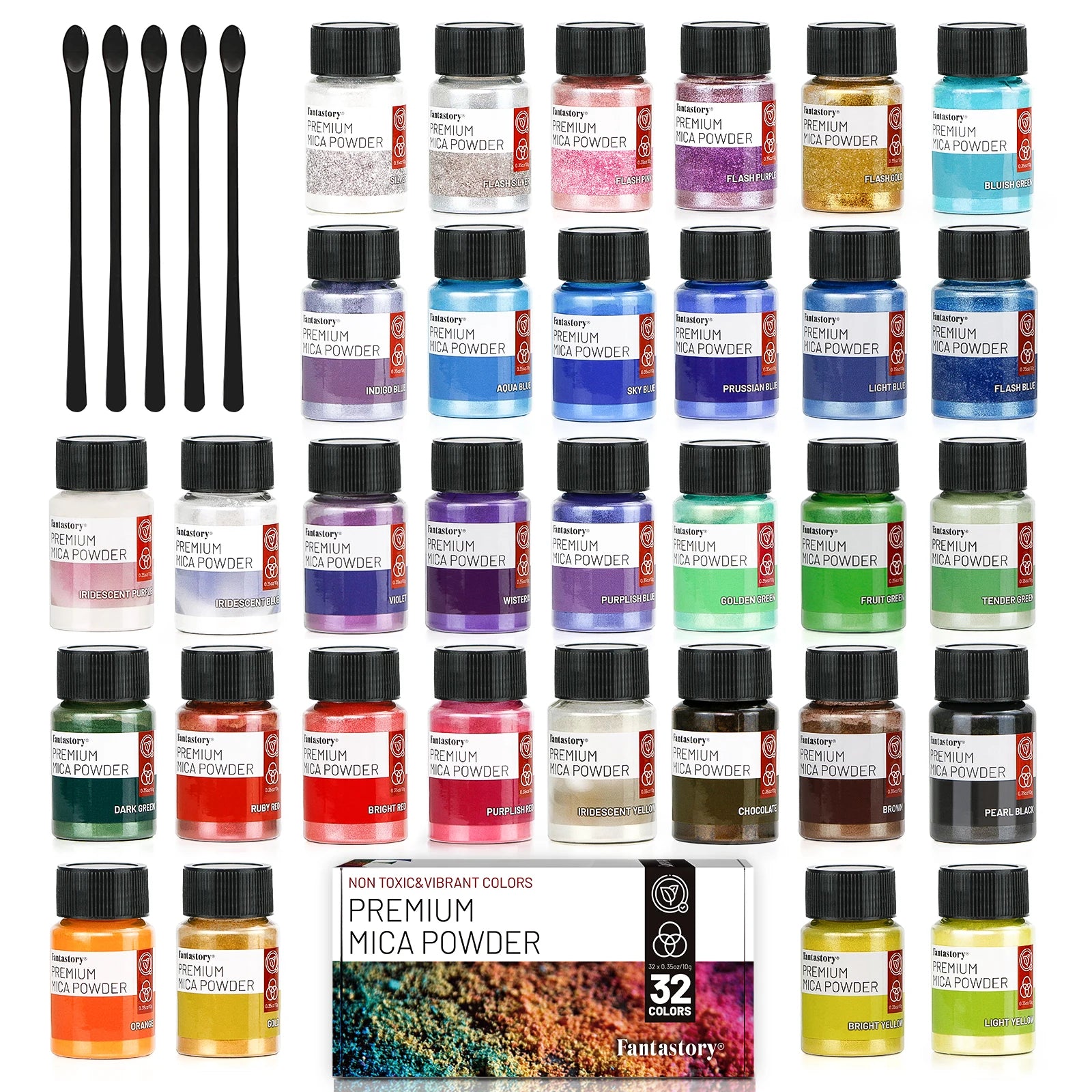 32-Color Mica Glitter Powder Set – Craft Supplies for Candle, Resin, Paint & DIY