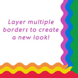 Classroom Bulletin Board Trim Set – 6 Rolls Colorful Scalloped Borders, Rainbow Die-Cut Design (196.8 ft Total)