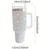 Sparkling Studded Tumbler 40oz with Lid & Handle – Stainless Steel Insulated Car Cup