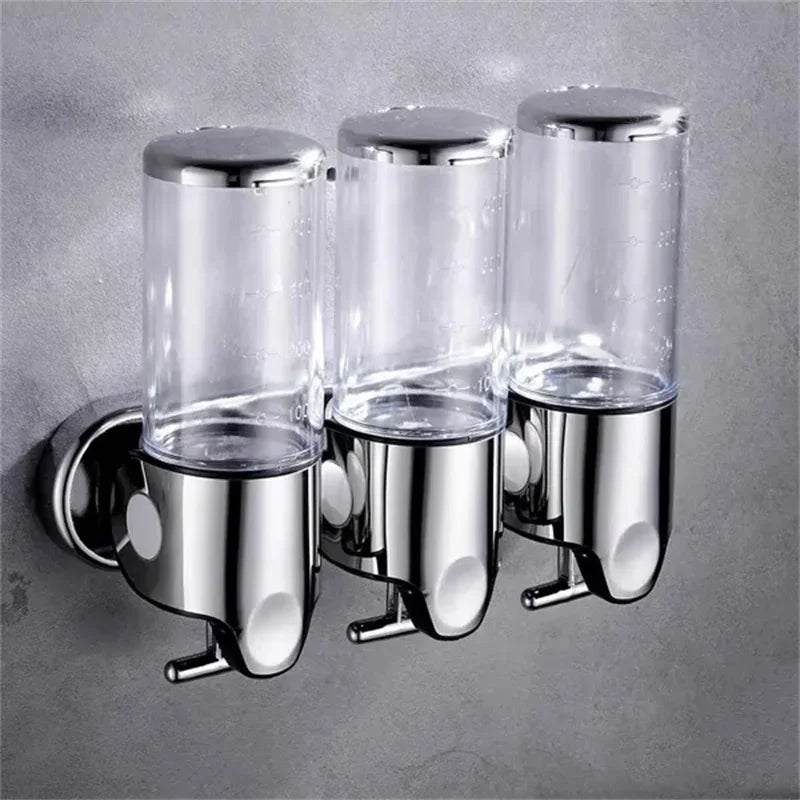 Wall-Mount Bathroom Liquid Soap Dispenser – Refillable Hand Sanitizer, Shampoo & Shower Gel Container