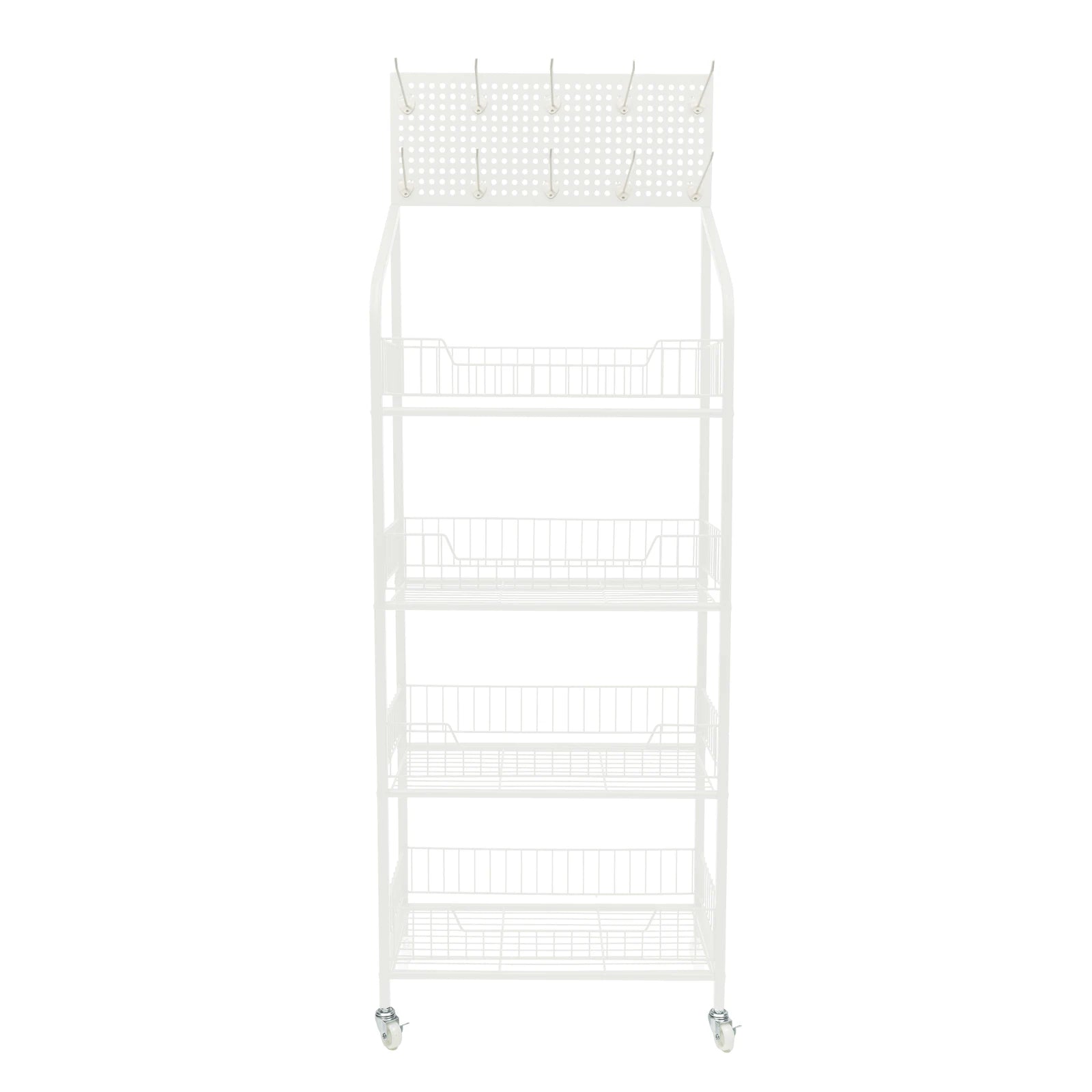 4-Tier Display Snack Rack – Wire Metal Retail Store Accessory Display with Hooks