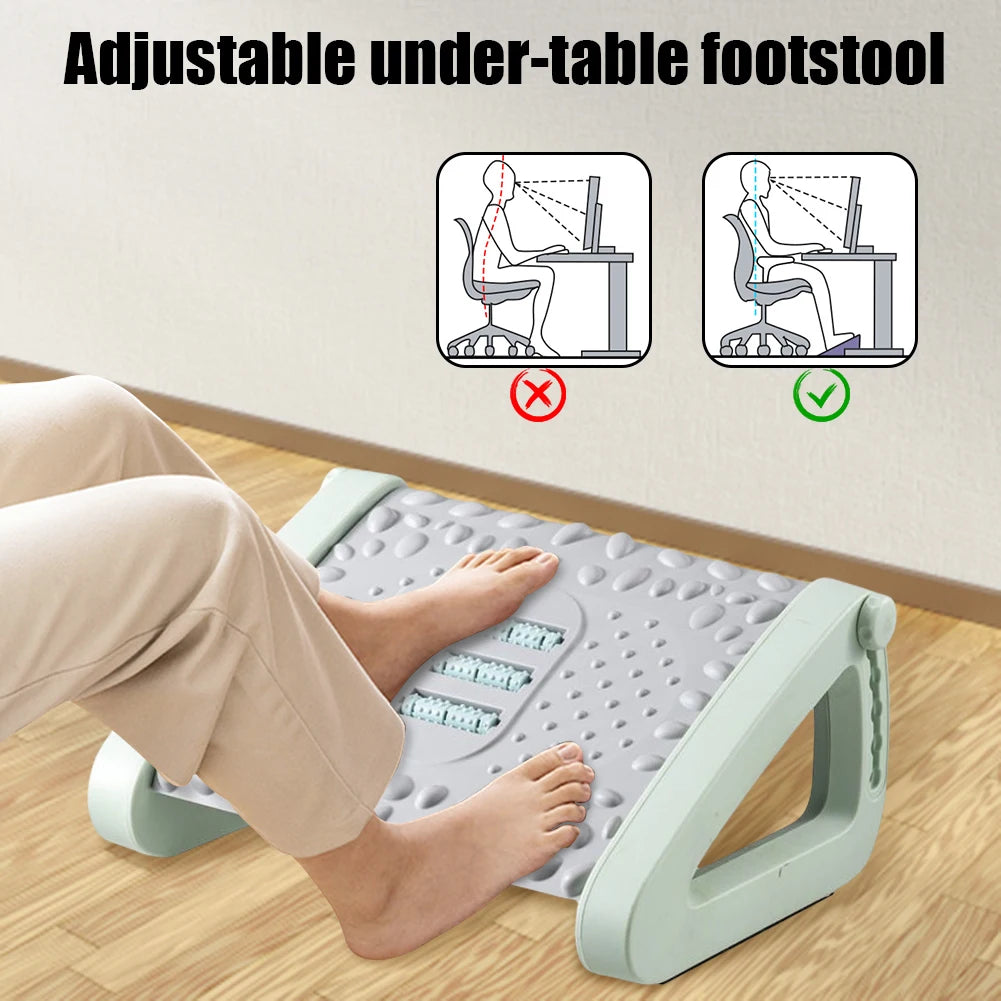 🦶 Adjustable Under Desk Footstool – Ergonomic Footrest with Massage Pad & Sturdy Platform for Home, Office & Gaming