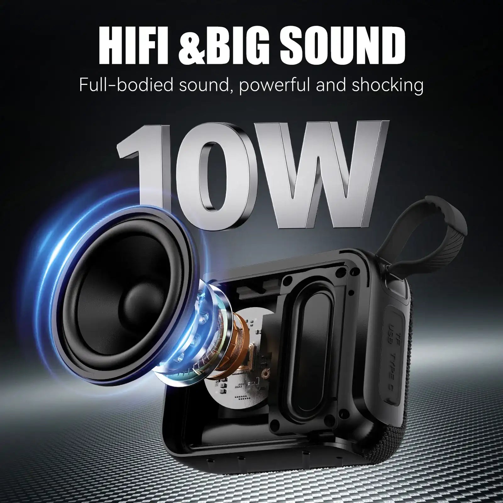 10 W TWS Bluetooth Speaker – Enhanced Bass, IP7 Waterproof, Up to 30 H Playtime, Outdoor Portable Speaker