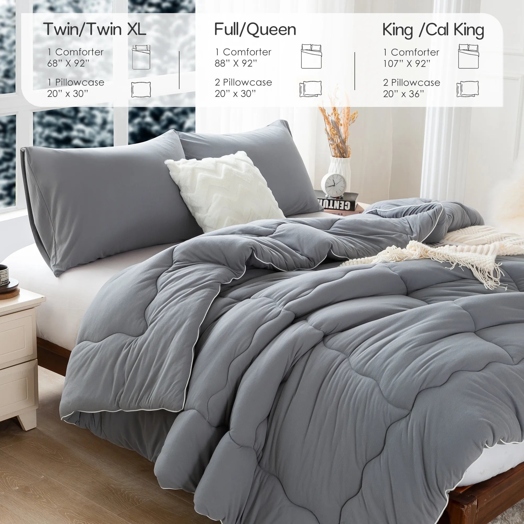 Reversible Ultra-Soft Warm Comforter Set – King Size, Down-Alternative, Cozy All-Season Bedding