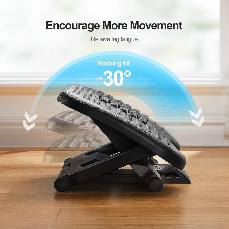 Foot Rest for Under Desk at Work,Adjustable Footrest with Massage Texture and Roller,Ergonomic Foot Stool with 3 Height Position