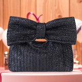 Women’s Crochet Straw Beach Handbag – Summer Bow Tote with Zipper Closure for Weddings, Parties & Vacations