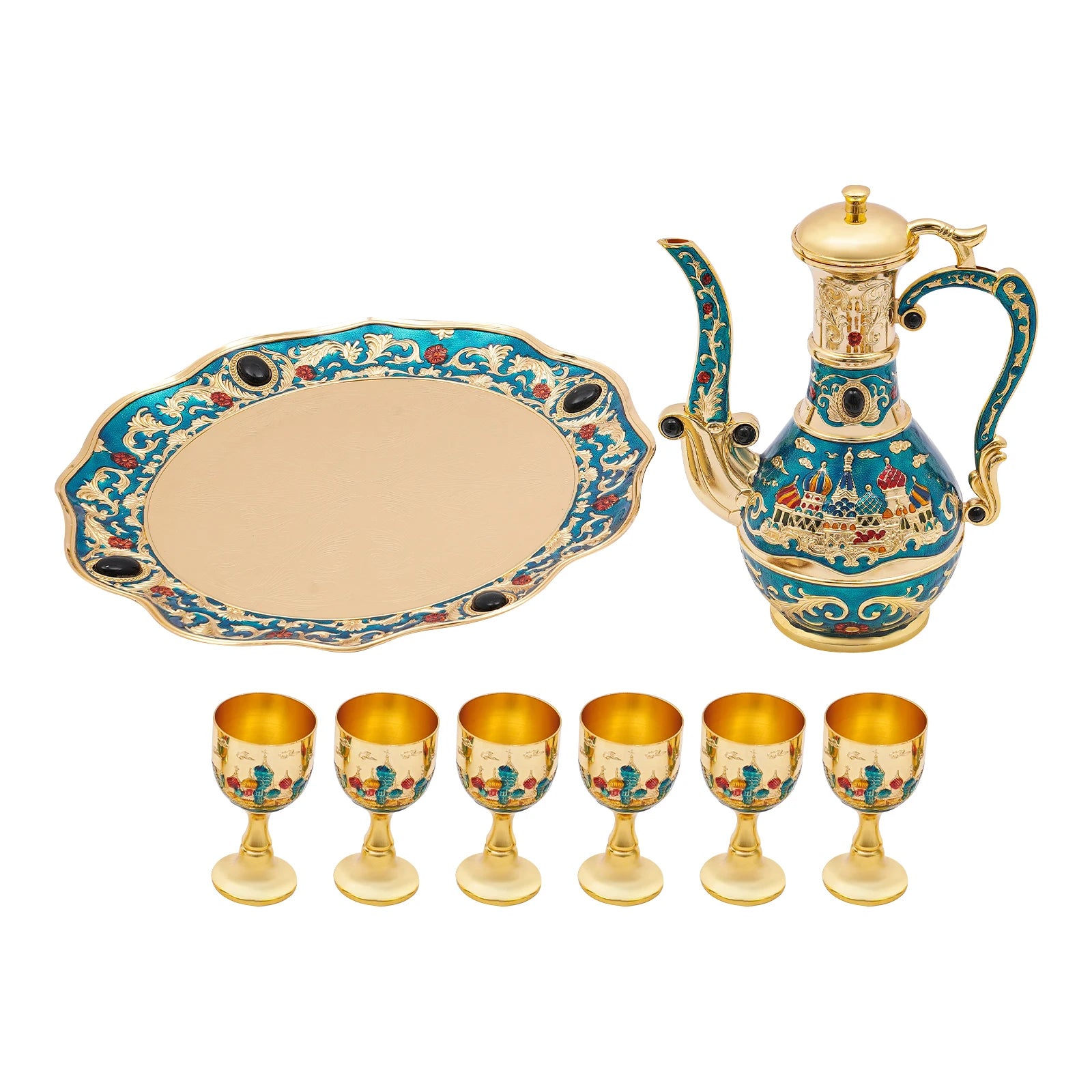 Vintage Coffee Pot & Teapot Cup Set – Elegant 6-Cup Tea Service with Coffee Pot & Decorative Flair