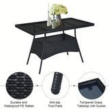 “10-Piece Rattan Patio Dining Set – Outdoor Glass-Top Table with 9 Cushioned Chairs”