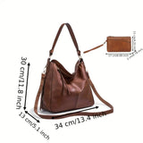 Women’s 2-Piece PU Leather Tote & Crossbody Set – Large Capacity Top-Handle Satchel + Shoulder Travel Bag