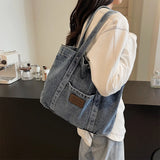 Women’s Denim Shoulder Bag – Large Capacity Stylish Tote for Work, Shopping & Travel 👜✨