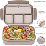 4-Compartment Adult Bento Lunch Box – Silicone & Leak-Proof with Utensils & Mug Cups, Microwave-Safe Lunch Container