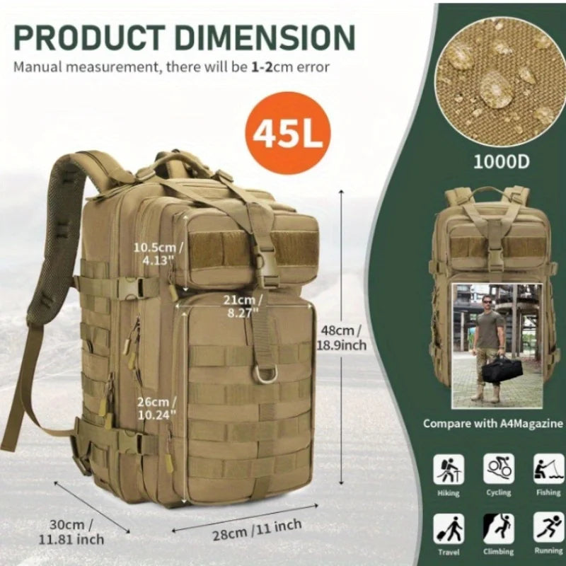 Multifunctional Waterproof Hiking Backpack – Durable Nylon Outdoor Storage Bag | Portable 40–50L Sports & Camping Pack
