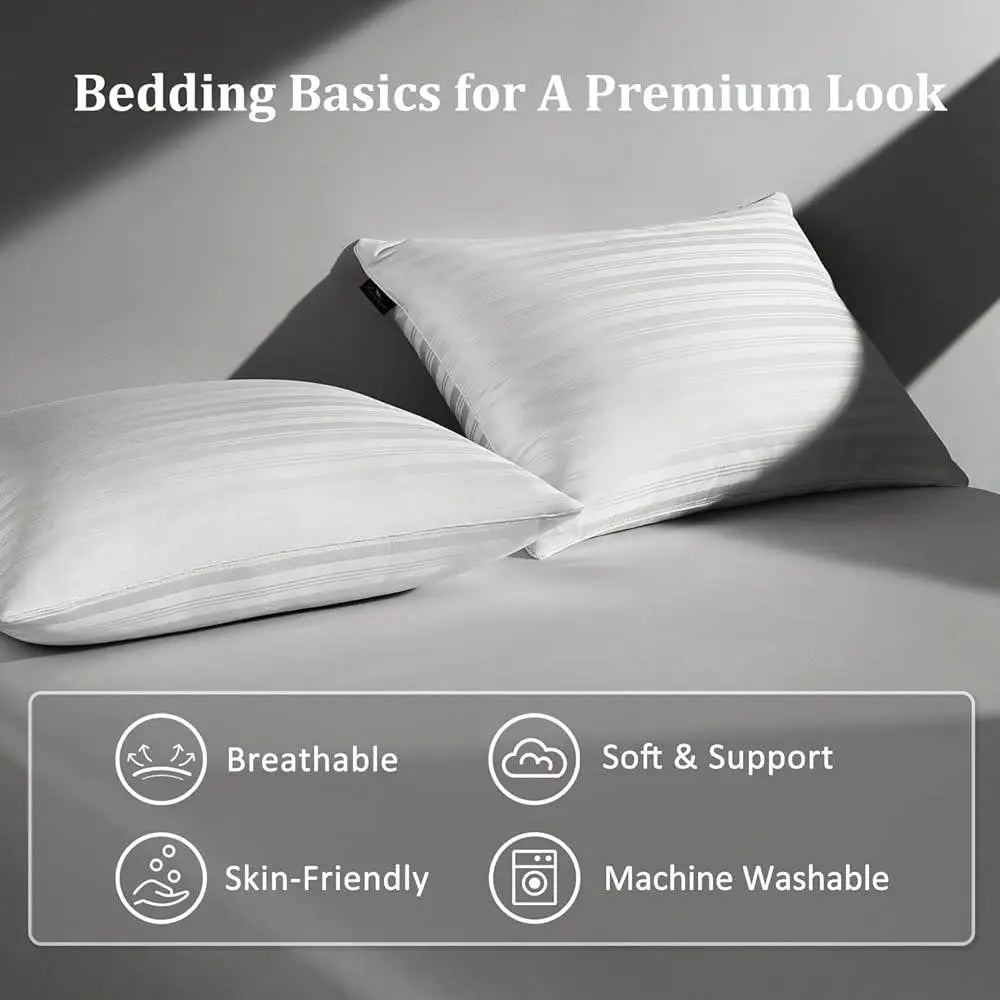 Goose Down Pillows Set of 2 – King Size Soft & Breathable Hotel-Quality Down and Feather Bed Pillows | Supportive for All Sleep Positions