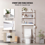 VEVOR Over-the-Toilet Storage Shelf – Adjustable Bamboo Bathroom Organiser with 3 Hooks & Space Saver Rack