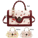 Women’s Cherry Square Chain Crossbody Bag – Adjustable Strap Stylish Satchel