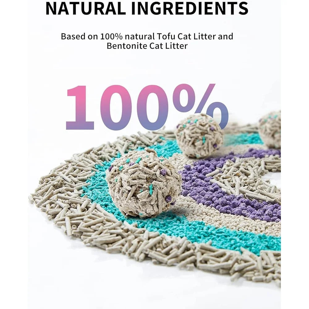 Fast Clumping Cat Litter – Natural Tofu & Activated Carbon, Flushable 5-in-1 Formula, Ultra-Absorbent, Dust-Free, 7-9lb × 2 Pack
