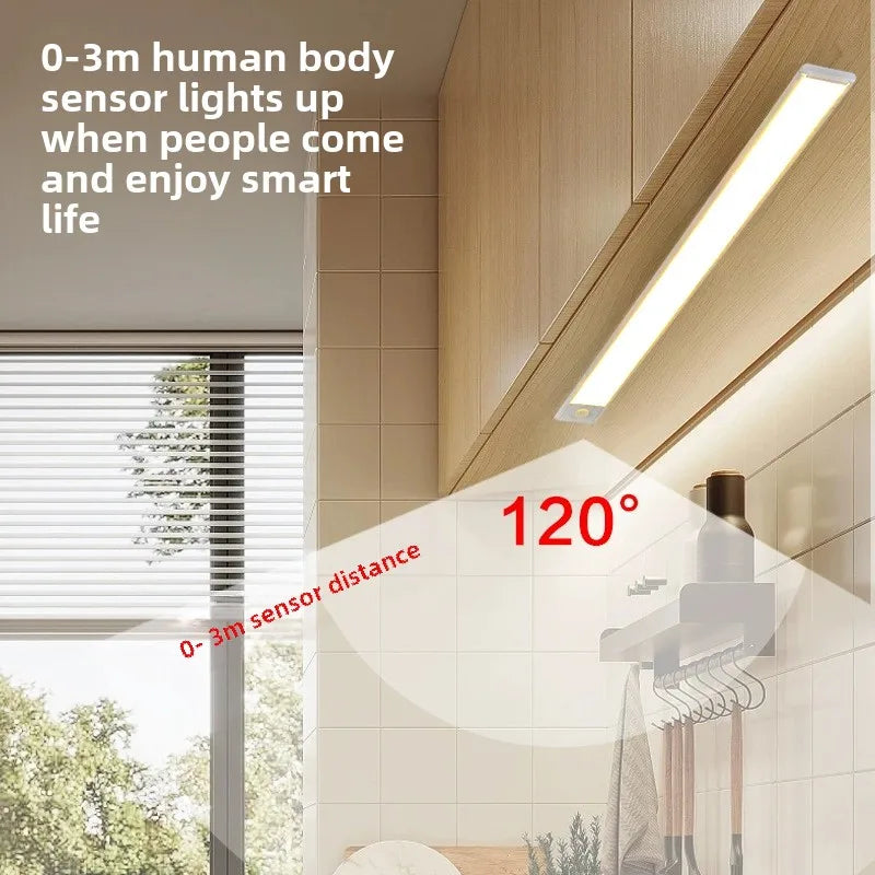 LED Night Light – Ultra-Thin 40cm Motion Sensor Cabinet Light, USB Rechargeable Wardrobe & Kitchen Lighting (2PCS Set)