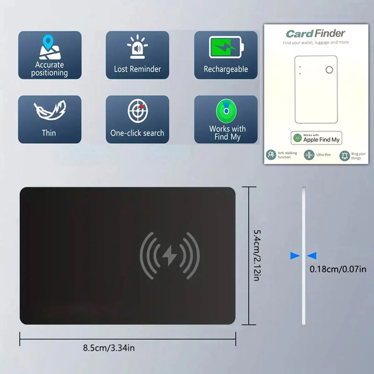 Ultra-Thin Wallet & Luggage Tracker Card – Works with Apple Find My, Slim Item Locator for Wallets & Bags 📍💼