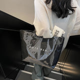 Women’s PVC simple tote handbag – large-capacity waterproof fashion shoulder bag, versatile purse for shopping, work, travel & daily use