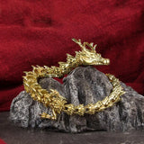 3D Printed Chinese Dragon Figurine – Movable Articulated Golden Loong Model for Desk Display & Home Decoration