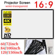 16:9 High-Density Translucent Portable Projection Screen – 60–150″ HD/3D/4K Ready for Home & Office