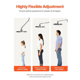 Adjustable 16-inch Shower Head Extension Arm – Height & Angle Adjustable G1/2 Mount