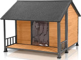 Outdoor Weatherproof Dog House – Fir Wood & Iron Frame Shelter for Large Breeds (Easy Assembly)