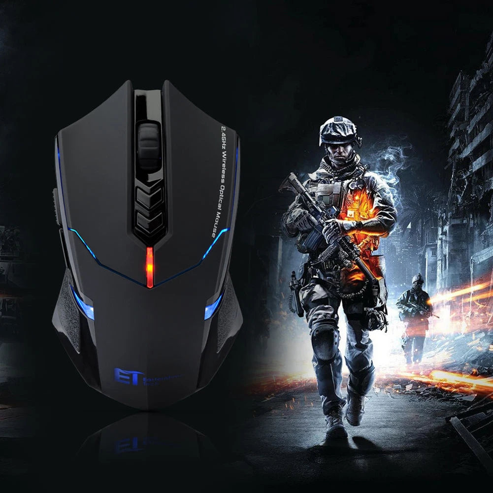 ET-X08 Wireless Gaming Mouse – 2.4G Professional Optical Mouse with Adjustable 2000 DPI & Ergonomic Design