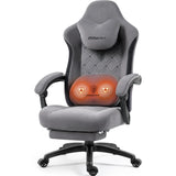 Dowinx Gaming Chair – Heated Massage Lumbar Support, Breathable Fabric Office Chair with Pocket Spring Cushion & Retractable Footrest