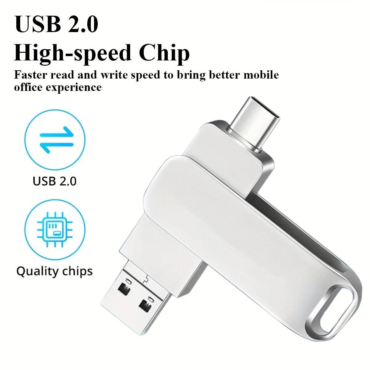3-Pack 3-in-1 USB Flash Drives – High-Speed Metal Type-C Pen Drives 128GB/64GB/32GB/16GB/8GB for PC, Laptops & Tablets