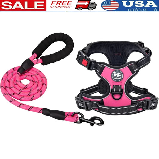 Escape-Proof Dog Harness with Reflective Leash – No-Pull Adjustable Soft Padded Vest for Outdoor Training