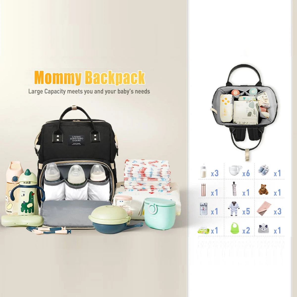 Alone Baby Care Backpack – Large-Capacity Waterproof Mommy & Baby Nappy Backpack Travel Bag 🎒👶