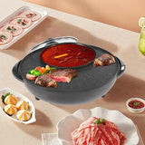 2‑in‑1 Electric Hot Pot & Grill Combo – Divider Shabu Hotpot with Portable Smokeless Grill for 3–5 people