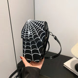 Women’s Gothic Coffin Shoulder Bag – Spider Web PU Leather Crossbody with Adjustable Strap for Halloween & Cosplay