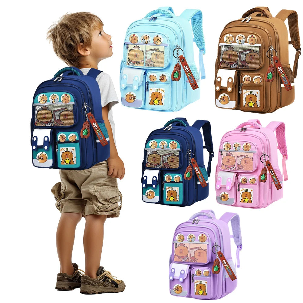 Capybara Kawaii Backpack – Adjustable Strap Multi-Pocket Oxford Cloth Rucksack