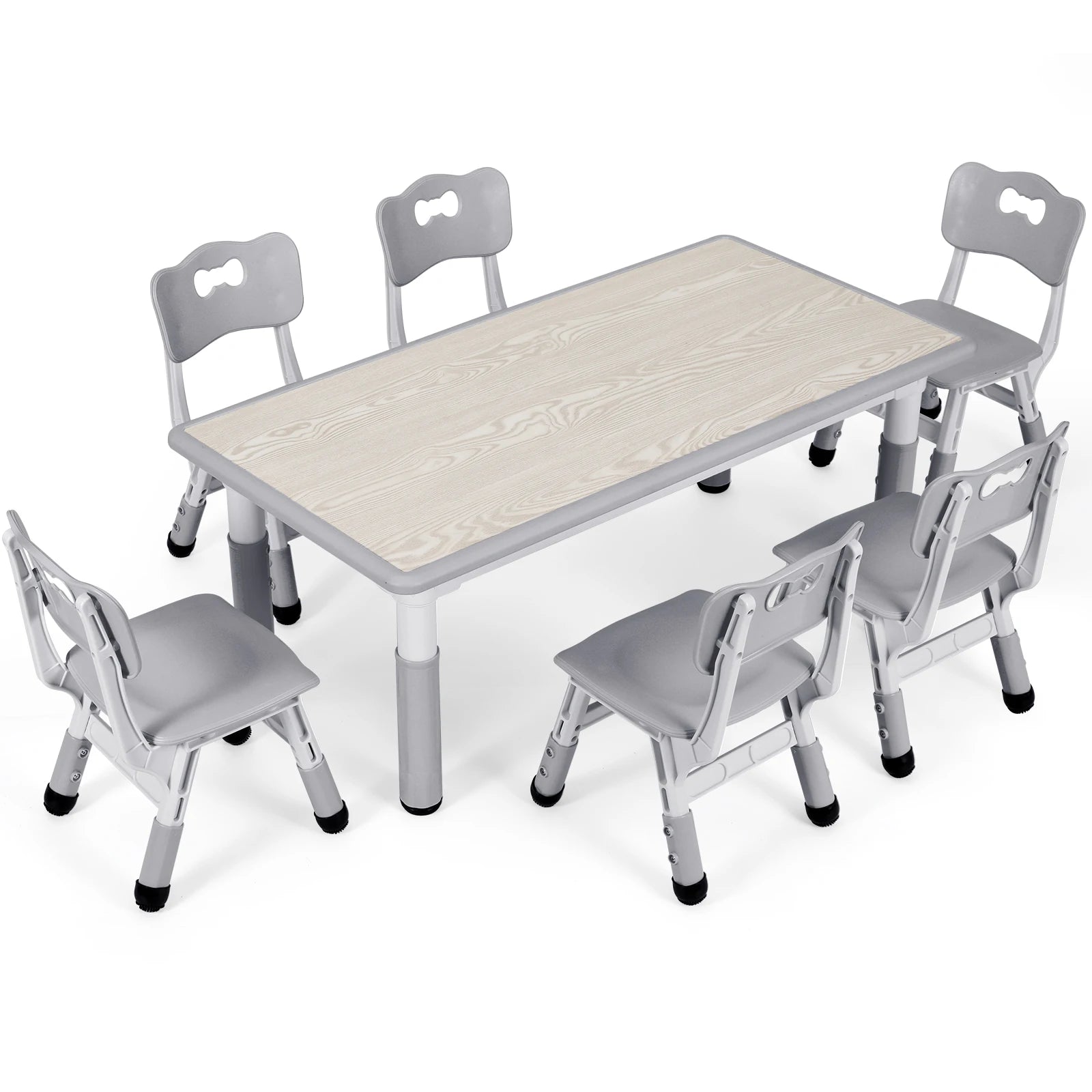 Kids Table & 6-Chair Set – Height Adjustable Multi-Activity Study & Craft Table for Children (Ages 2-10) 🖍️
