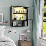 Metal Wall Cabinet with Glass Doors & LED Lights – Space-Saving Bathroom Storage, Over-the-Toilet Medicine Cabinet