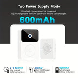 Smart Wireless Doorbell – Rechargeable Battery Video Doorbell with HD Camera, Two-Way Audio & Outdoor Visual Phone Monitoring