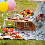 Picnic Basket for 4 – Deluxe Willow Hamper Gift Set with Blanket, Portable Bamboo Wine Table & Complete Picnic Kit