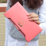 Women’s PU Leather Long Wallet – Cute Bowknot Clutch with Zipper, Multi-Card Slots, Coin Purse & Phone Holder