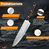 8-Piece Hammer-Pattern Chef & Santoku Knife Set – Premium Kitchen Cutting Blades