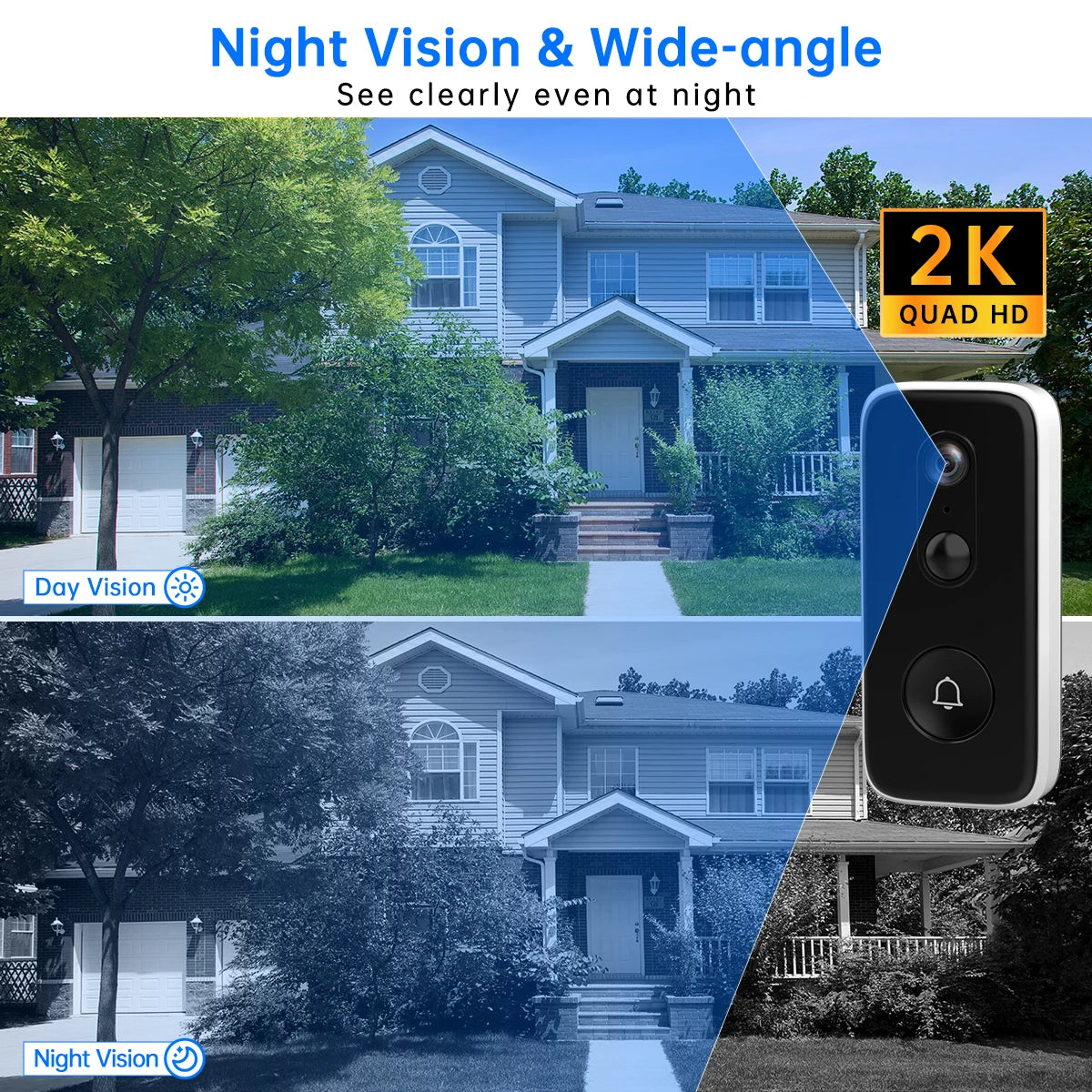 JOOAN 2K WiFi Smart Video Doorbell – Battery-Powered Intelligent Camera Doorbell with Security Intercom & Smart Home Integration