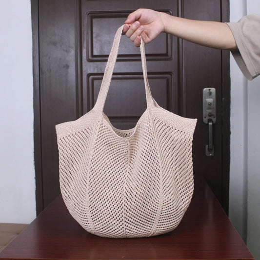 Women’s Knitted Shoulder Tote Bag – Large-Capacity Solid Color Handbag for Shopping & Everyday Use 👜✨