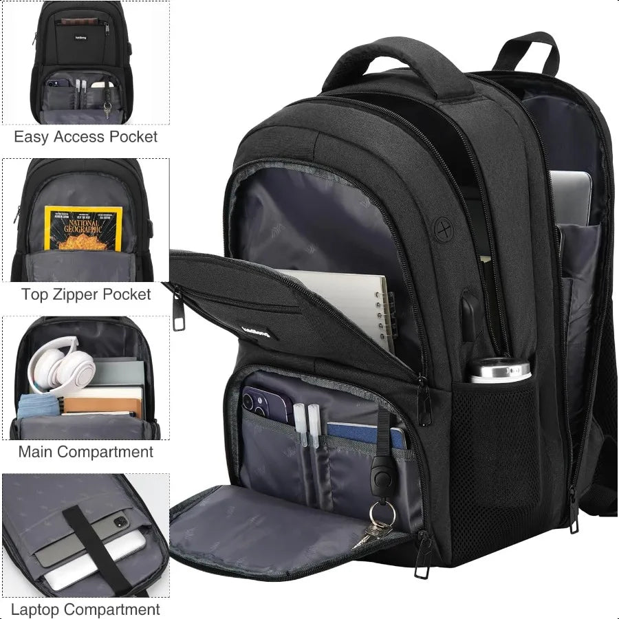 Premium Multi-Compartment Laptop Backpack for Men & Women — Anti-Theft, Travel-Ready, College & Work Organizer
