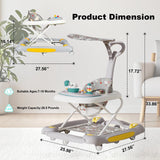 5-in-1 Foldable Baby Walker with Wheels – Detachable Push Handle, Activity Center, Food Tray & Sunshade for 6–24 Months