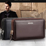 Men’s Long Leather Clutch Wallet – Large Business Handbag with Phone Pocket, Card Holder & Premium Gift Design